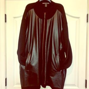 NWOT men’s black 100% leather and wool coat - 4XT